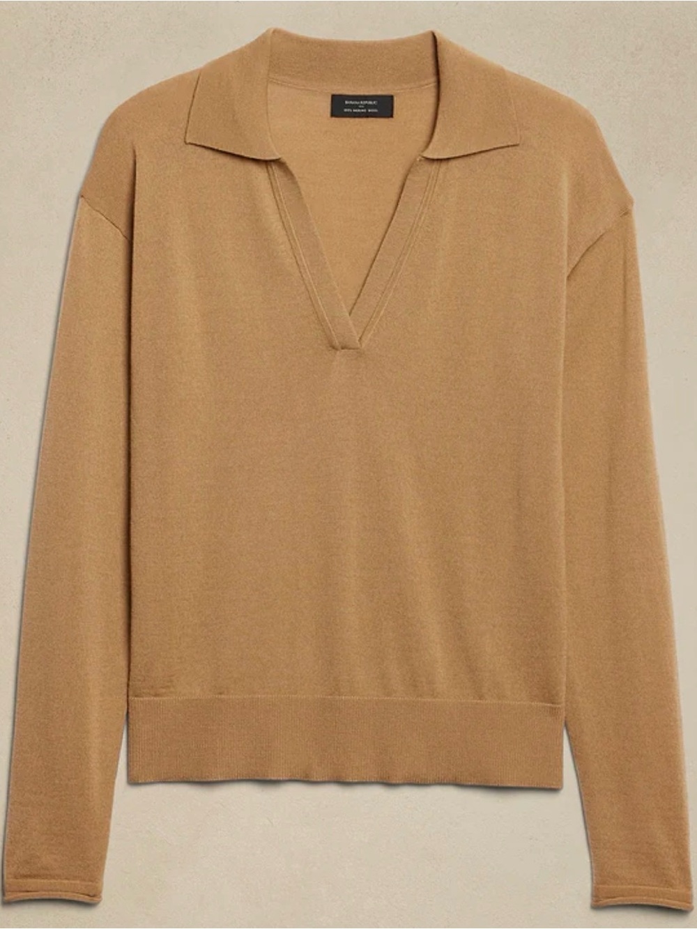 Banana Republic Factory Camel V-Neck Polo Sweater